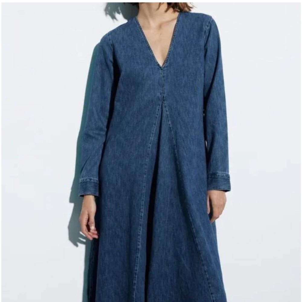Zara Collection Denim MAXI Dress NEW W/ TAGS SIZE L 5216/052 (The Tilda Dress)